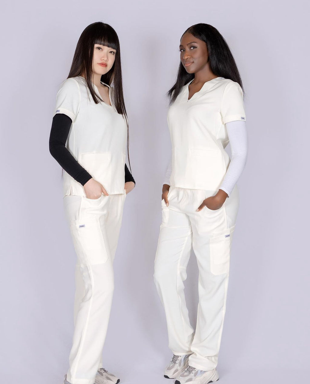 Cream White 6 Pockets Straight-leg PANTS (FF-001 Women style)