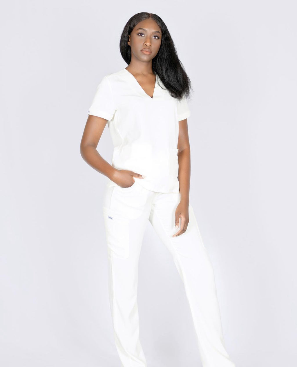 Cream White 2 Pockets Fitted TOP (FF-001 women style)