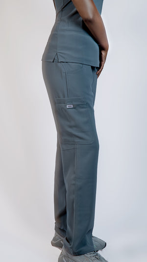 Slate Gray 6 Pockets Straight-leg PANTS (FF-001 Women style)